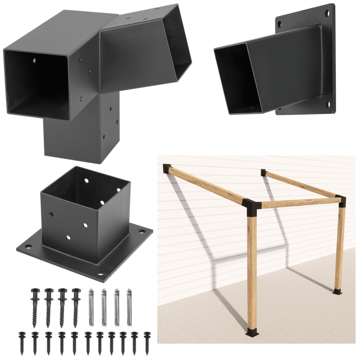15° Slope Single Wall Mount Pergola Kit for 6x6 Wood Posts – Framola