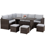 Outdoor Patio Furniture with Dining Table and Chair with Sofa Dust Cover