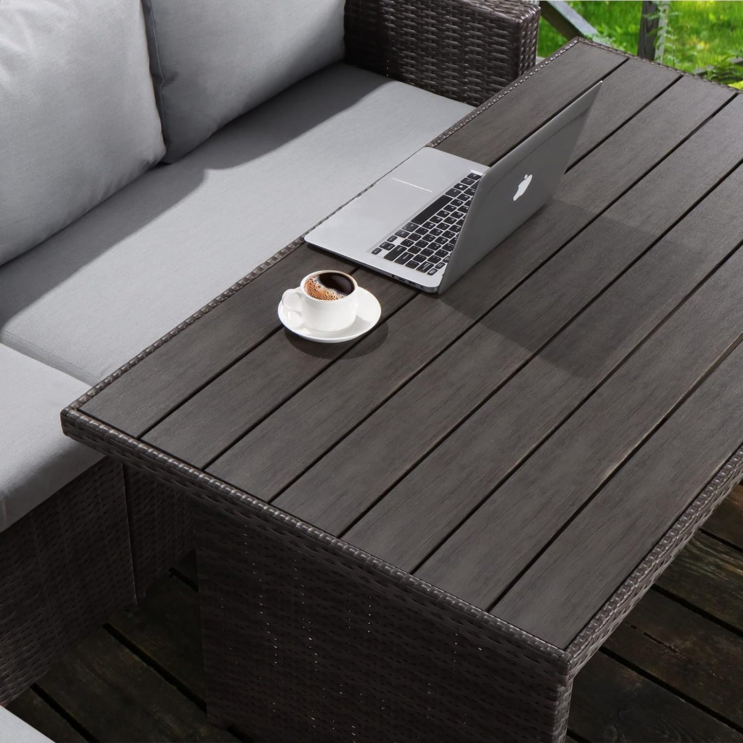 Outdoor Patio Furniture with Dining Table and Chair with Sofa Dust Cover