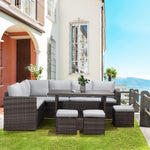 Outdoor Patio Furniture with Dining Table and Chair with Sofa Dust Cover