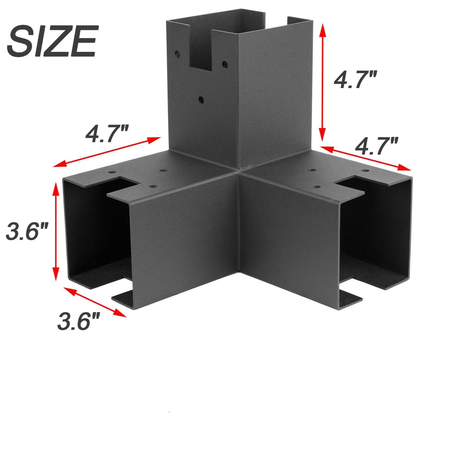 3-Arm Pergola Corner Bracket for 4x4 Wood Posts